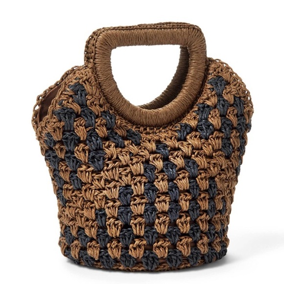 Fe Noel Handbags - New Woven Boho Mini Bag Purse Fe Noel x Target Micro Handbag Paper Brown